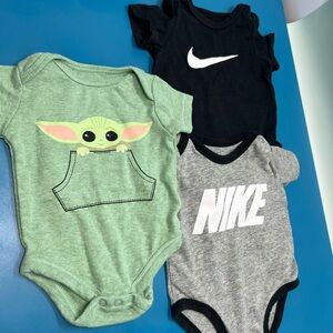 Nike and Star Wars Baby Onesie Set - Green, Black, and Gray